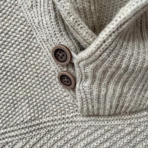 H&M Two Button Shawl Collar Pullover Sweater Lightweight Ribbed Cable, Size L - Picture 4 of 9